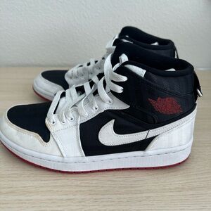 Nike Women Air Jordan 1 Mid - Black and White High-Tops with Red Sole